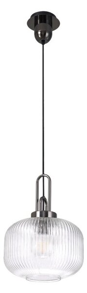 Glenn 1 Light Pumpkin Ceiling Pendant in Black Chrome With Clear Glass