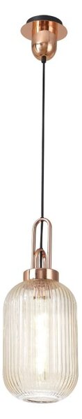 Glenn 1 Light Tubular Ceiling Pendant in Copper With Champagne Glass
