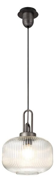 Glenn 1 Light Pumpkin Ceiling Pendant in Aged Pewter With Clear Glass