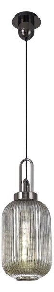 Glenn 1 Light Tubular Ceiling Pendant in Black Chrome With Smoked Glass