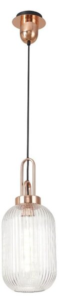 Glenn 1 Light Tubular Ceiling Pendant in Copper With Clear Glass