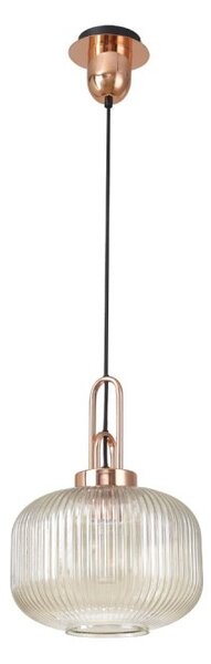 Glenn 1 Light Pumpkin Ceiling Pendant in Copper With Champagne Glass