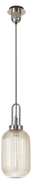 Glenn 1 Light Tubular Ceiling Pendant in Polished Nickel With Champagne Glass