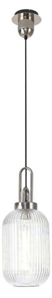 Glenn 1 Light Tubular Ceiling Pendant in Polished Nickel With Clear Glass