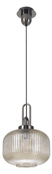 Glenn 1 Light Pumpkin Ceiling Pendant in Black Chrome With Champagne Glass