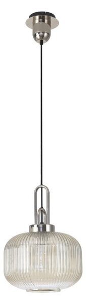 Glenn 1 Light Pumpkin Ceiling Pendant in Polished Nickel With Champagne Glass