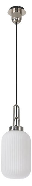 Glenn 1 Light Tubular Ceiling Pendant in Polished Nickel With Opal Glass