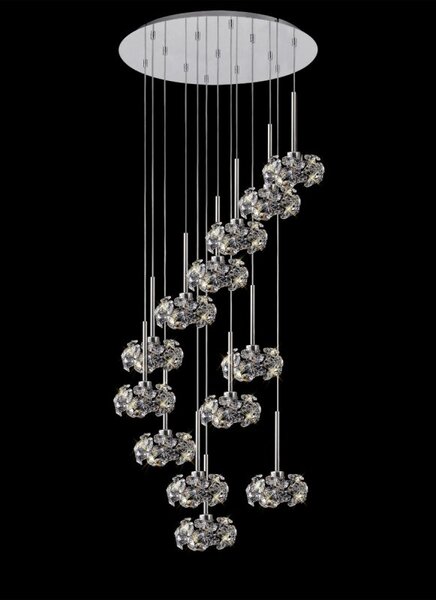 Prestige Fusion 13 Light Crystal Round Ceiling Pendant Light In Polished Chrome Finish