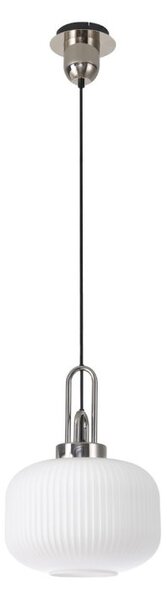 Glenn 1 Light Pumpkin Ceiling Pendant in Polished Nickel With Opal Glass