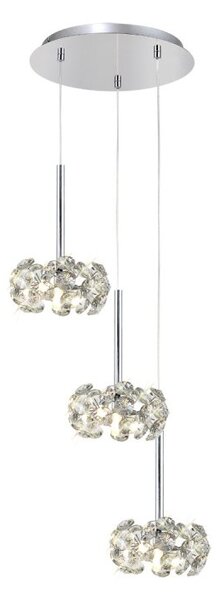 Prestige Fusion 3 Light Crystal Round Ceiling Pendant Light In Polished Chrome Finish