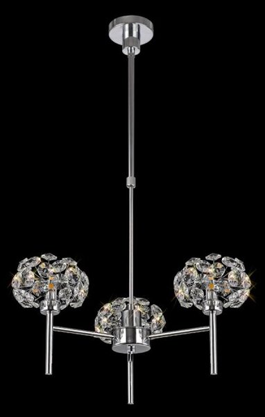 Prestige Fusion 3 Light Crystal Telescopic Ceiling Light In Polished Chrome Finish