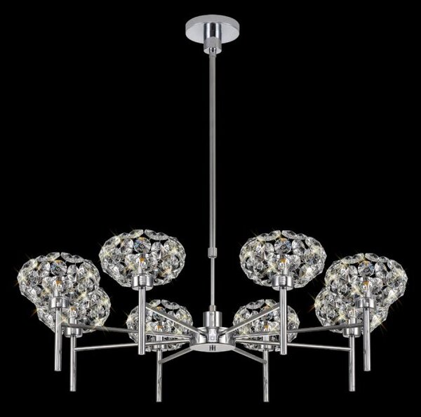 Prestige Fusion 8 Light Crystal Telescopic Ceiling Light In Polished Chrome Finish