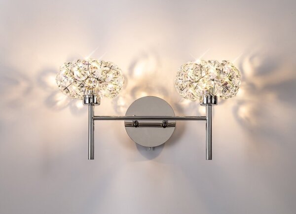 Prestige Fusion 2 Light Crystal Wall Light In Polished Chrome Finish