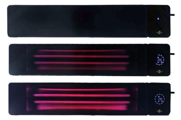 4500W/2250 Watt ElectricSun black, Infrared Patio Heater, Indoor/Outdoor Use, with Thermostat and App, 100x18cm