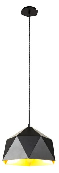 Eden 1 Light Ceiling Pendant In Matt Black And Gold Inner Finish