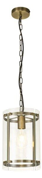 York 1 Light Ceiling Pendant In Antique Brass Finish With Clear Glass Shade