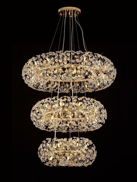Fusion Medium 3 Tier Crystal Ceiling Pendant in French Gold Finish
