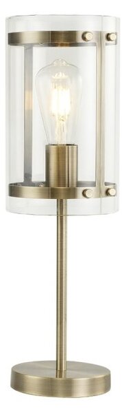 York Table Lamp In Antique Brass Finish With Clear Glass Shade
