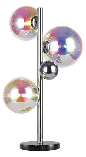 System 3 Light Table Lamp In Chrome Finish With Iridescent Glass Shades And Marble Base