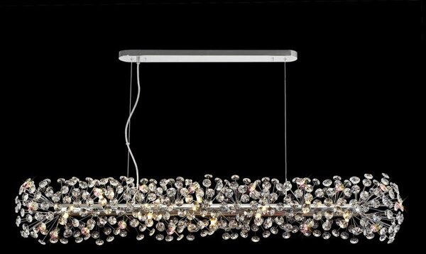 Fusion 14 Light Crystal Linear Ceiling Pendant in Polished Chrome Finish
