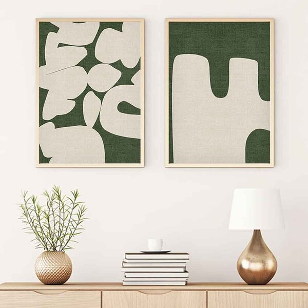 Organic Wooden 20x30cm Balance Wall Decor Frame Set in Green and White
