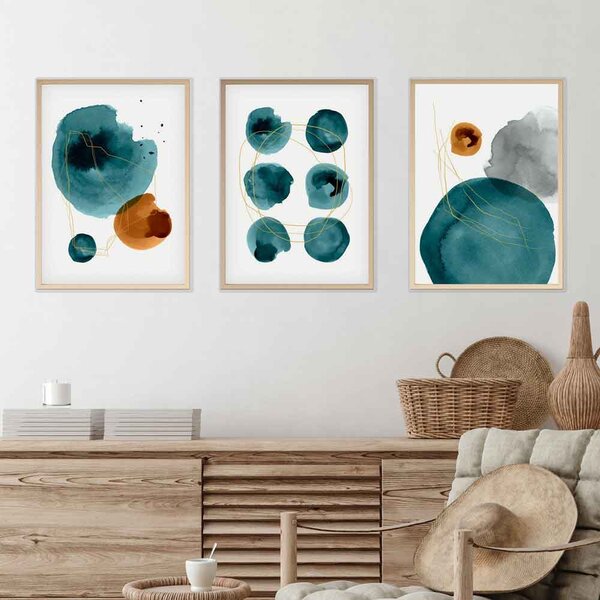 Oceanica Wooden 20x30cm Ethereal Deep Gallery Wall Frame Set of 3 in Multicolour