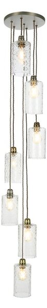 David Hunt Lighting Acton 7 Light Cluster Pendant In Antique Brass with Dimpled Glass