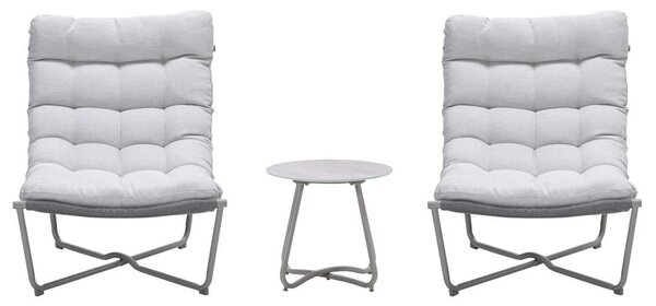 Alfira Garden Aluminium Duo Set with Ceramic Glass Top Table in Taupe and Grey