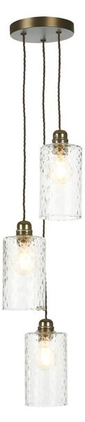David Hunt Lighting Acton 3 Light Ceiling Pendant Light In Antique Brass with Dimpled Glass