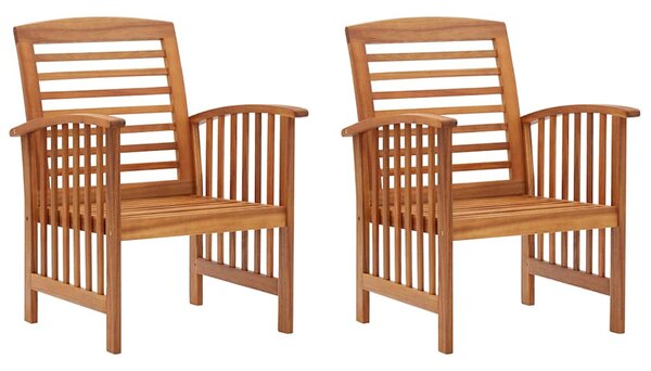 Alfresco Outdoor Brown Acacia Wood Armchairs in Pair