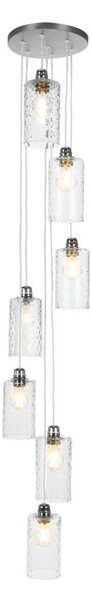 David Hunt Lighting Acton 7 Light Cluster Pendant In Satin Chrome with Dimpled Glass