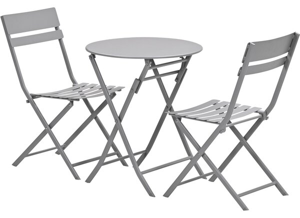 Alfira Garden Steel Bistro Table Set In Taupe