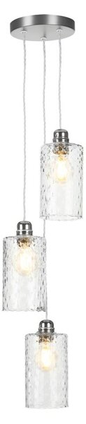 David Hunt Lighting Acton 3 Light Ceiling Pendant In Satin Chrome With Dimpled Glass
