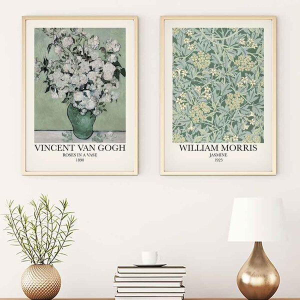 Axiom Wooden 20x30cm Rose and Jasmin Flower Wall Frame Set in Multicolour