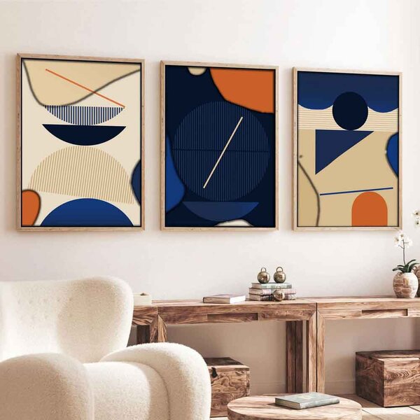 Oceanica Wooden 20x30cm Structural Balance Wall Frame Set of 3 in Multicolour