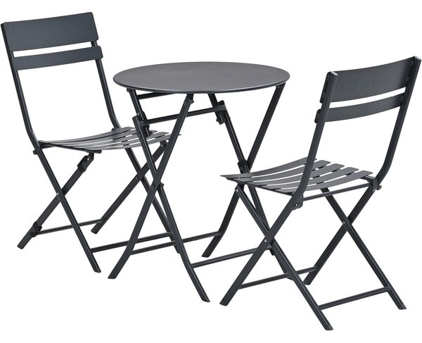 Alfira Garden Steel Bistro Table Set In Carbon Black