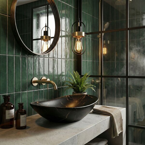 Countertop Basin Rea Royal 60 Black Marble Mat