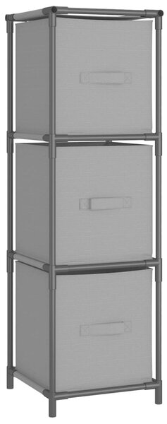 Storage Cabinet with 3 Fabric Drawers Grey 34x34x101 cm Steel