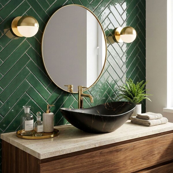 Countertop Basin Rea Royal 60 Black Marble Mat