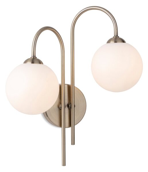 Firstlight 2885AB Lyndon 2 Light Wall Light In Antique Brass With Opal Glass