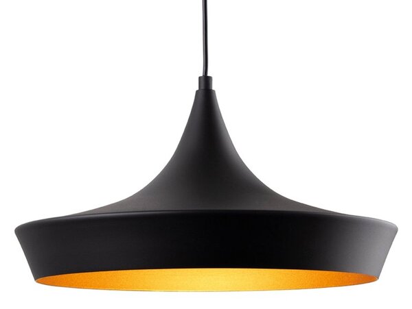 Firstlight 2850BK Leo 1 Light Ceiling Pendant Light In Black Finish With Matt Gold Inside