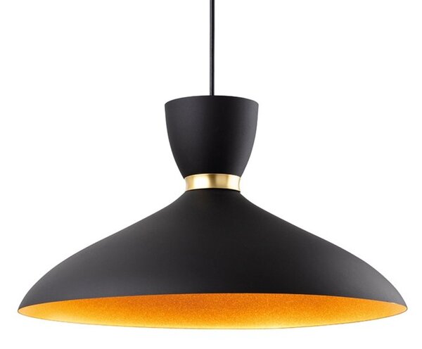 Firstlight 2851BK Ellis 1 Light Ceiling Pendant Light In Black Finish With Matt Gold Inside