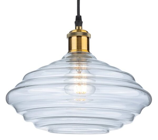 Firstlight 2858AB Logan 1 Light Large Ceiling Pendant Light In Antique Brass With Clear Glass