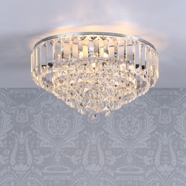 Laura Ashley Vienna 3 Light Crystal Flush Ceiling Light In Polished Chrome Finish