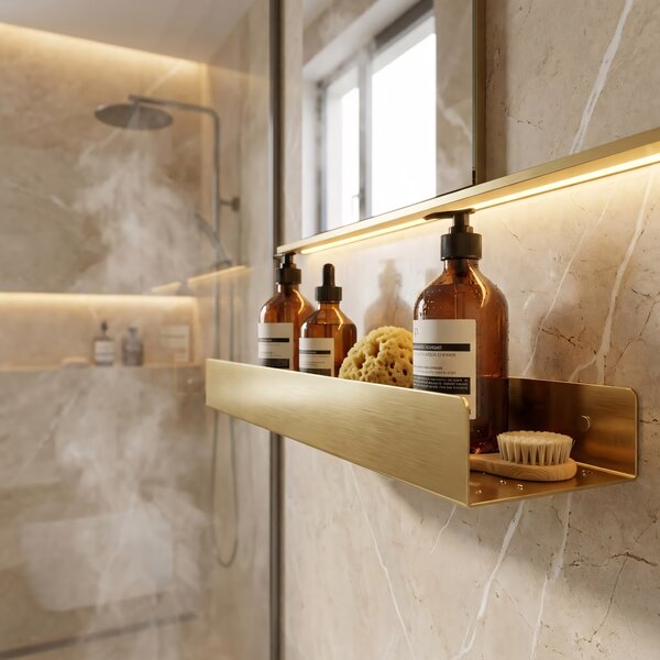 Bathroom shelf SF04 60cm gold brush