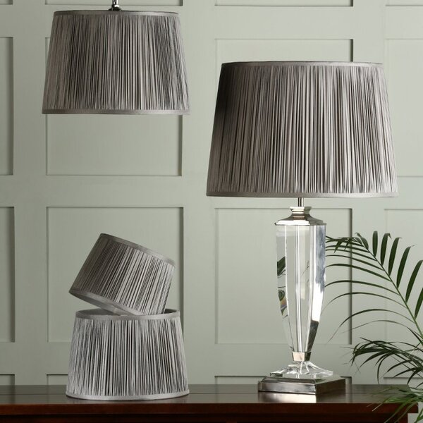 Laura Ashley Hemsley Silk Shade In Grey Finish 40.5cm/16 inch