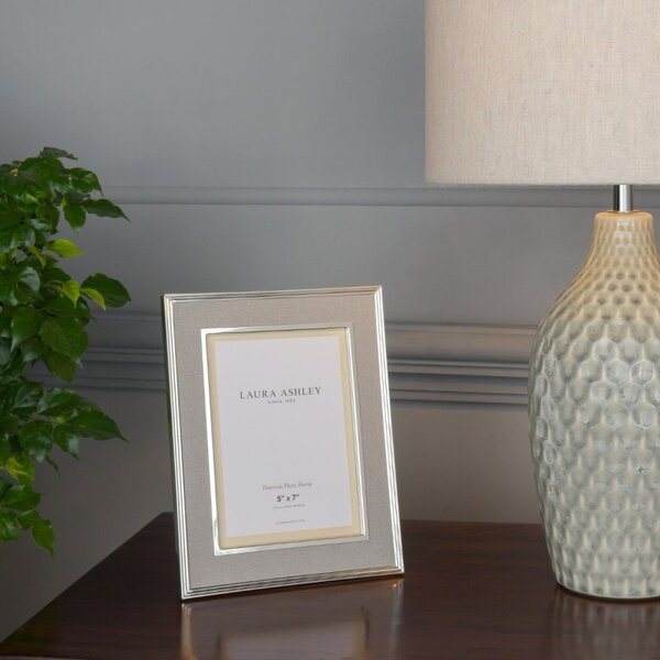 Laura Ashley Harrison Photo Frame In Polished Silver Finish With Grey Linen Detail 5x7 inch