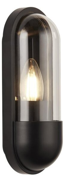 Modern Black Weather Resistant Capsule Outdoor Wall Light IP44 Rated
