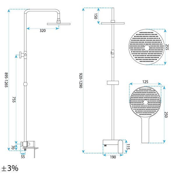 Shower set REA Marco Gun Grey