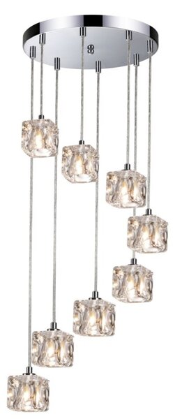 Modern 8 Glass Ice Cube Cluster Ceiling Pendant light In Polished Chrome